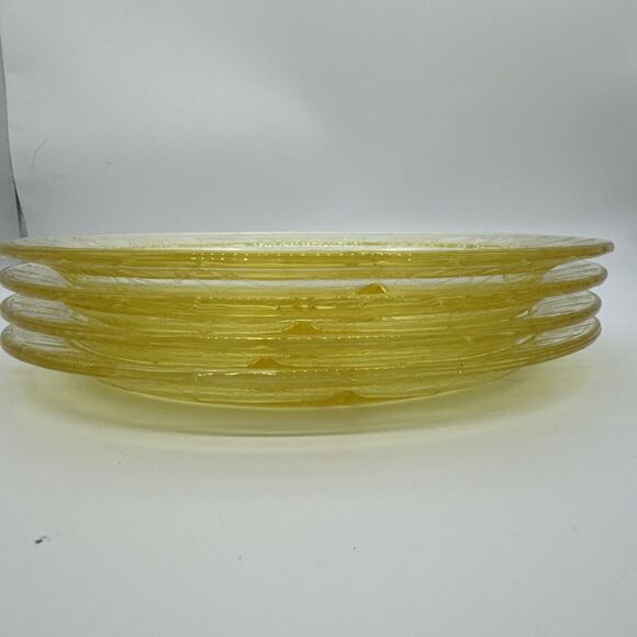 ANCHOR HOCKING CAMEO BALLERINA YELLOW 4PC 10.25”‎ GRILL PLATES 1930-34 EUC GORG! - Picture 6 of 11